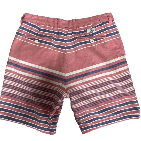 Vineyard Vines Shorts Mens 34 Pink Chino Striped Beach Coastal Nantucket - Picture 2 of 7